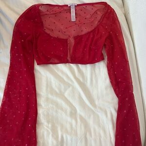 Red star mesh top. Brand is Savage X size is XS.